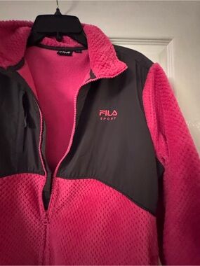 Fila Women's Hot Pink Teddy Jacket with Black Yoke
